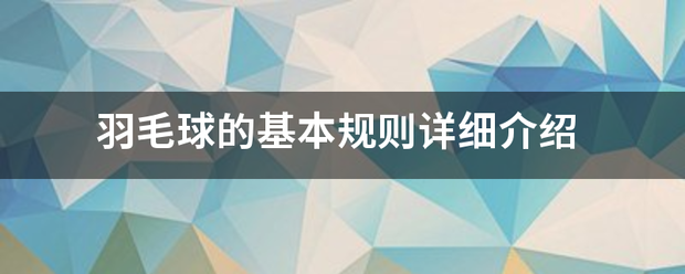 羽毛球的基本规则详细介绍